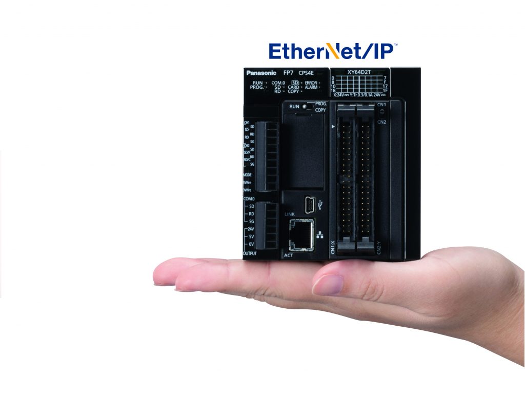 Il PLC FP7 può controllare fino a 272 nodi Ethernet, utilizzando in contemporaneità i protocolli EtherNet/IP, Modbus TCP e Mewtocol TCP